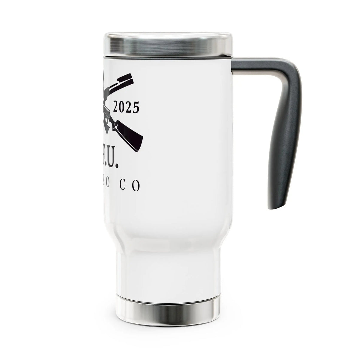 SITFU Espresso Travel Mug 14oz stainless steel insulated mug with spill-resistant lid and black handle