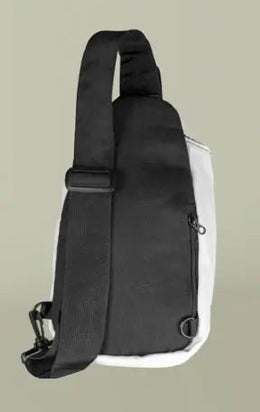Edgy S.I.T.F.U. Lover Sling Bag in black and white with adjustable strap and zipper closure for hands-free convenience