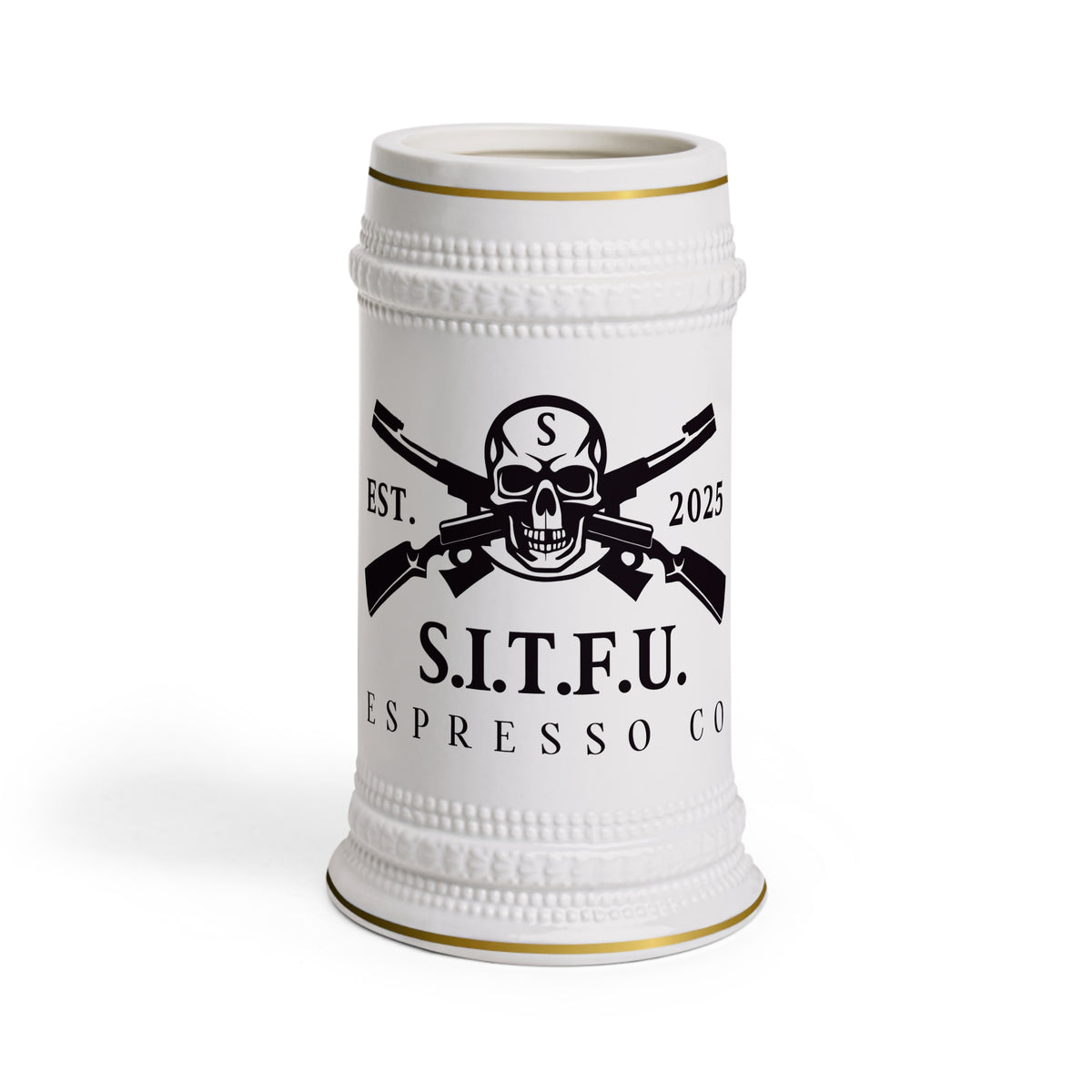 Stein Mug - S I T F U Espresso Edgy Skull Design Mug - S.I.T.F.U. Espresso Co
