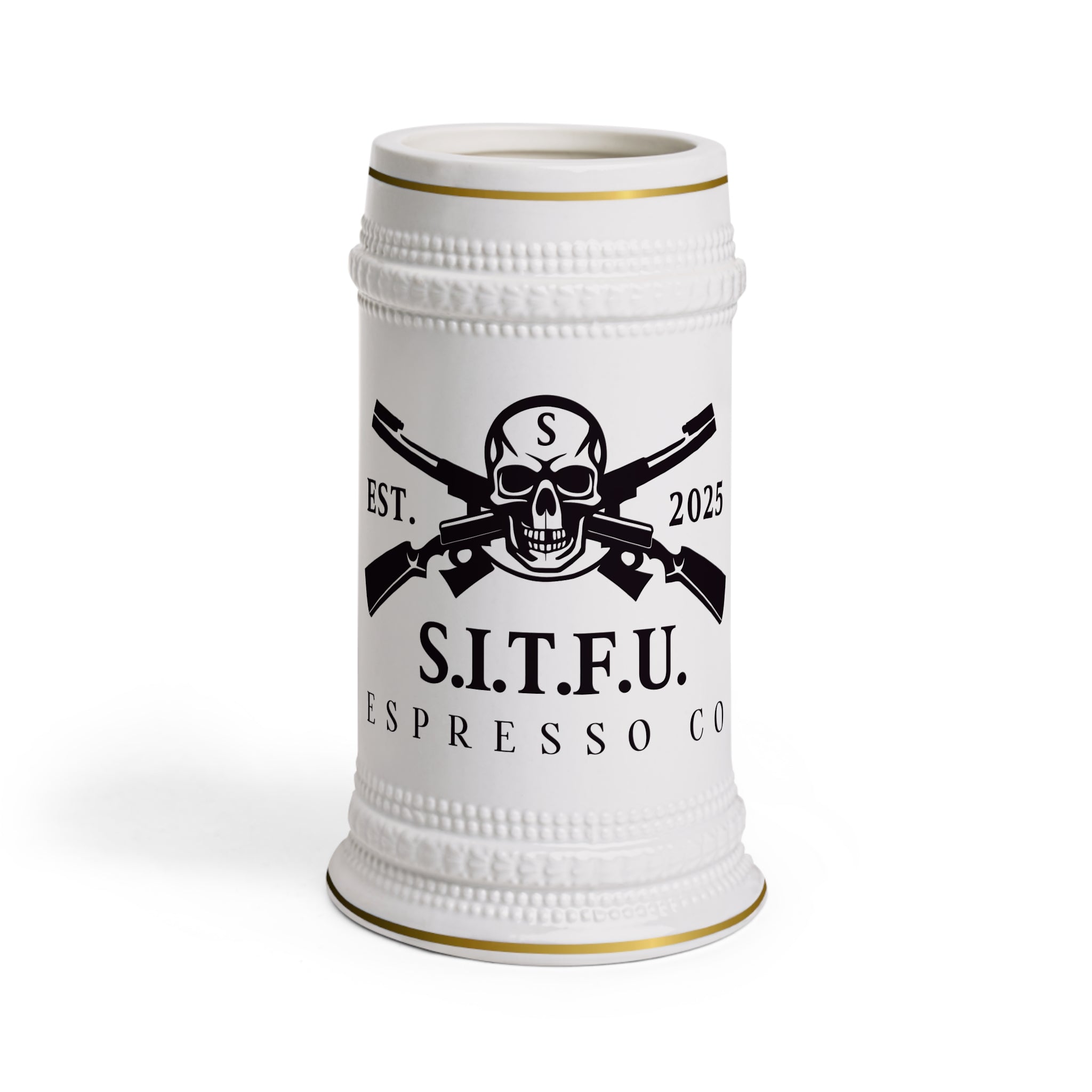 Stein Mug - S I T F U Espresso Edgy Skull Design Mug - S.I.T.F.U. Espresso Co