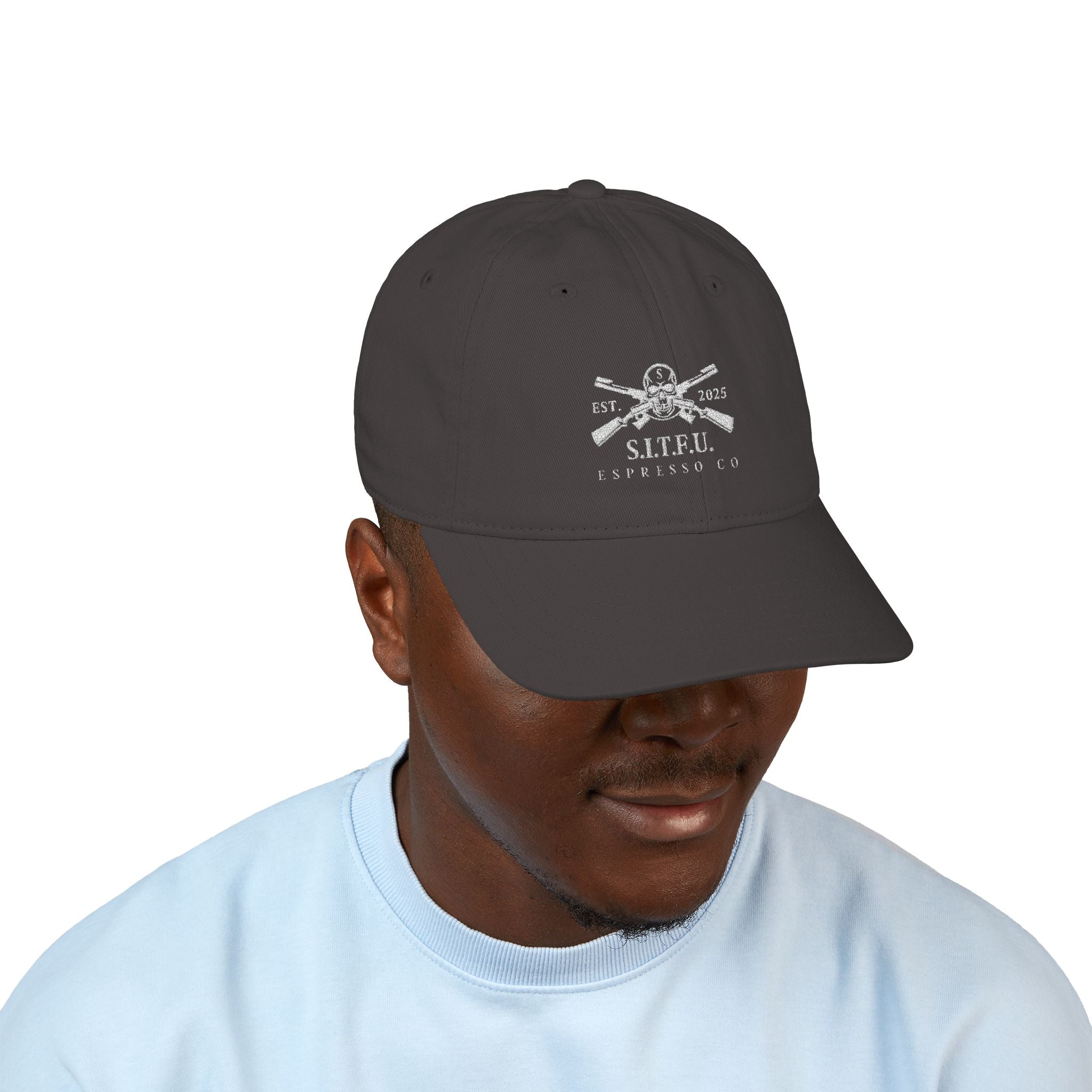 S.I.T.F.U.  Embroidered Baseball Cap Unisex - S.I.T.F.U. Espresso Co