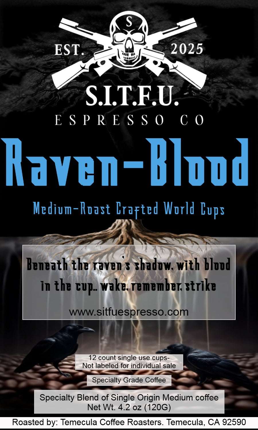 Raven-Blood Crafted Espresso 12 single serve cups Coffee 15
